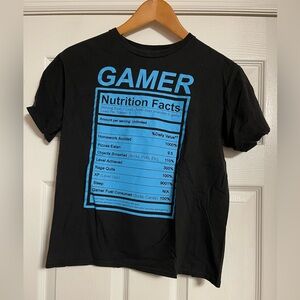 Gamer Nutrition Facts Graphic Tee - Black & Bright Blue